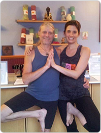 Karen and Larry doing Yoga at home